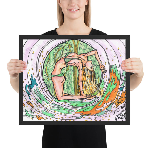 Camel Hero's Pose Yoga Art Framed Matte Paper Poster Yoga Art Print- Made in USA-Art Print-16×20-Heidi Kimura Art LLC