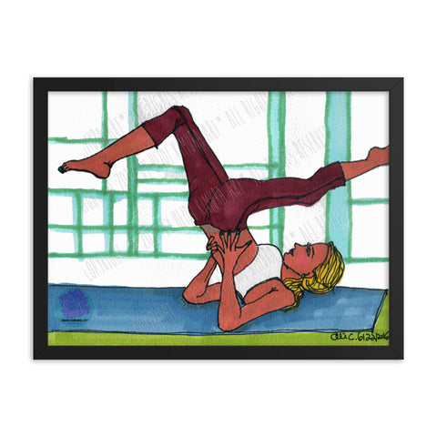 Supported Split-legged Shoulder Stand Yoga Framed Matte Paper Poster - Made in USA-Art Print-18×24-Heidi Kimura Art LLC