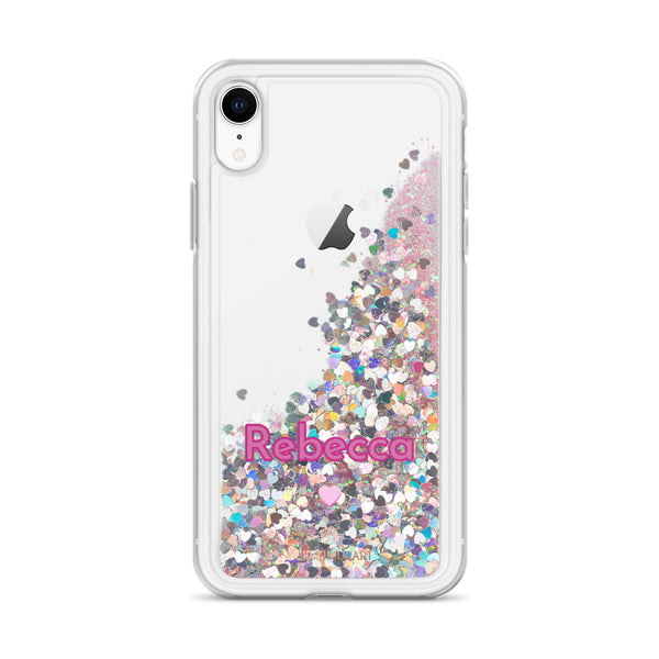 Custom Name Sparkle iPhone Case, Liquid Glitter Phone Case-Heidi Kimura Art LLC-Pink-iPhone XR-Heidi Kimura Art LLC