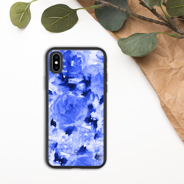 Blue Floral Biodegradable Phone Case, Best Environmentally, Recycled Eco-Friendly Abstract Rose Flower Print iPhone Case-Printed in EU, Eco-Friendly Phone Cases, Biodegradable Phone Cases for Vegan Lovers, Phone Cases For iPhone 7 Plus/ 8 Plus, iPhone X/ iPhone 10, iPhone XS/ XR/ XS Max, iPhone 11, iPhone 11 Pro, iPhone 11 Pro Max