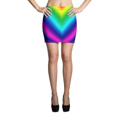 Bright Colorful Rainbow Chevron Ombre Print Women's Mini Skirt- Made in USA/EU-Mini Skirt-XS-Heidi Kimura Art LLC