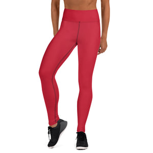 Red Women's Yoga Leggings, Solid Color Long Tights-Made in USA/EU-Heidi Kimura Art LLC-XS-Heidi Kimura Art LLC