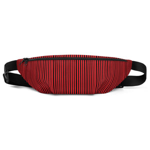 Red Black Stripe Print Designer Waist Bag Fanny Pack Festival Waist Belt Bag- Made in USA-Fanny Pack-S/M-Heidi Kimura Art LLC