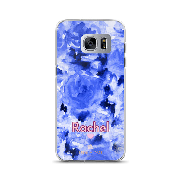 Personalized Blue Floral Samsung Case, Rose Flower Print Phone Case-Heidi Kimura Art LLC-Samsung Galaxy S7 Edge-Heidi Kimura Art LLC