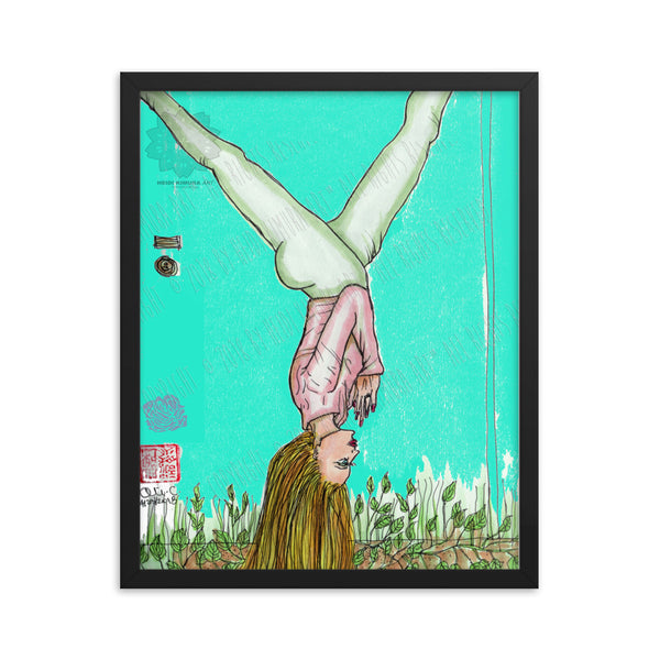 Inverted Yoga Pose Yoga Studio Art Print Framed Matte Paper Poster - Made in USA-Art Print-16×20-Heidi Kimura Art LLC