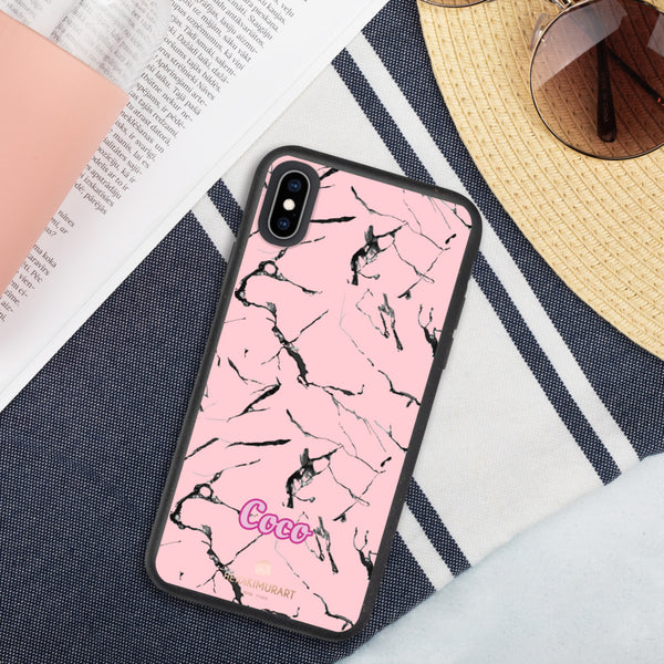 Custom Name Eco-Friendly iPhone Case, Pink Name Biodegradable Phone Case-Heidi Kimura Art LLC-iPhone XS Max-Heidi Kimura Art LLC