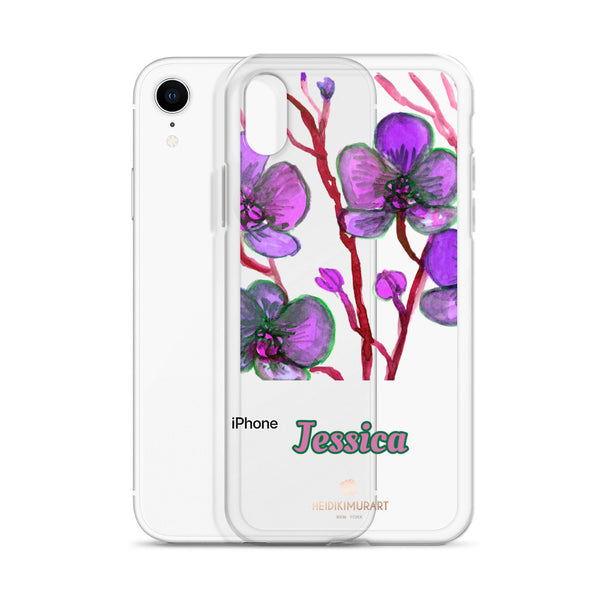 Orchid Custom Name iPhone Case, Personalized Floral Phone Case-Heidi Kimura Art LLC-Heidi Kimura Art LLC