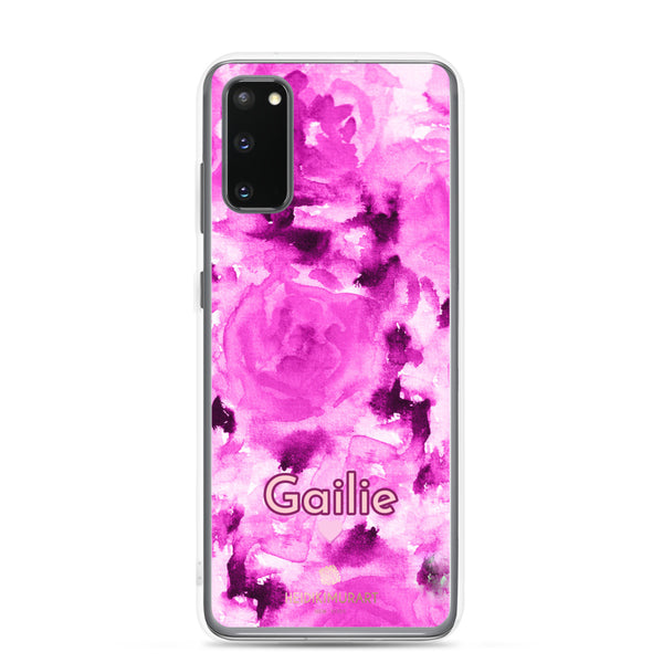 Pink Rose Floral Samsung Case, Personalized Custom Name Flower Print Phone Case-Heidi Kimura Art LLC-Samsung Galaxy S20-Heidi Kimura Art LLC