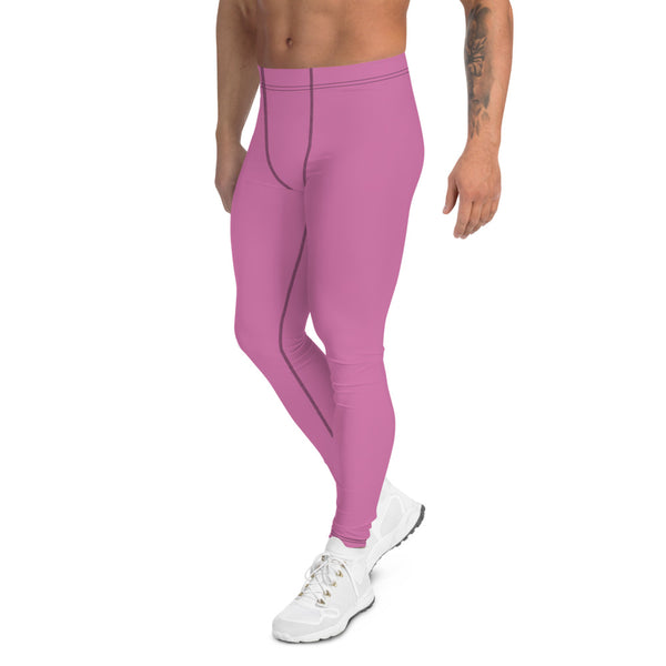 Baby Pink Men's Leggings, Solid Color Modern Meggings Compression Tights-Heidi Kimura Art LLC-Heidi Kimura Art LLC Baby Pink Men's Leggings, Solid Color Modern Meggings, Men's Leggings Tights Pants - Made in USA/EU (US Size: XS-3XL) Sexy Meggings Men's Workout Gym Tights Leggings