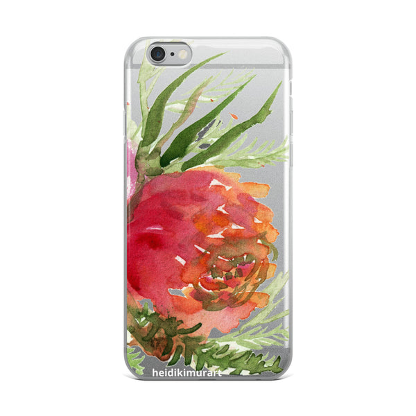 Orange Red Rose Floral Print, iPhone X | XS | XR | XS Max | 8 | 8+ | 7| 7+ |6/6S | 6+/6S+ Case- Made in USA-Phone Cases-iPhone 6 Plus/6s Plus-Heidi Kimura Art LLC