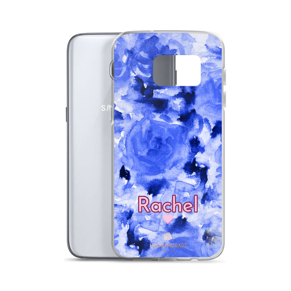 Personalized Blue Floral Samsung Case, Rose Flower Print Phone Case-Heidi Kimura Art LLC-Heidi Kimura Art LLC