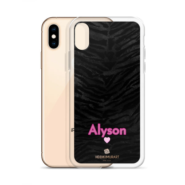 Personalized Tiger Stripe iPhone Case, Black Animal Print Phone Case-Heidi Kimura Art LLC-Heidi Kimura Art LLC