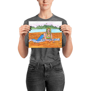 Frog Pose on the Beach Yoga Art Print Poster For Yoga Studios, Made in USA/ Europe-Art Print-8×10-Heidi Kimura Art LLC