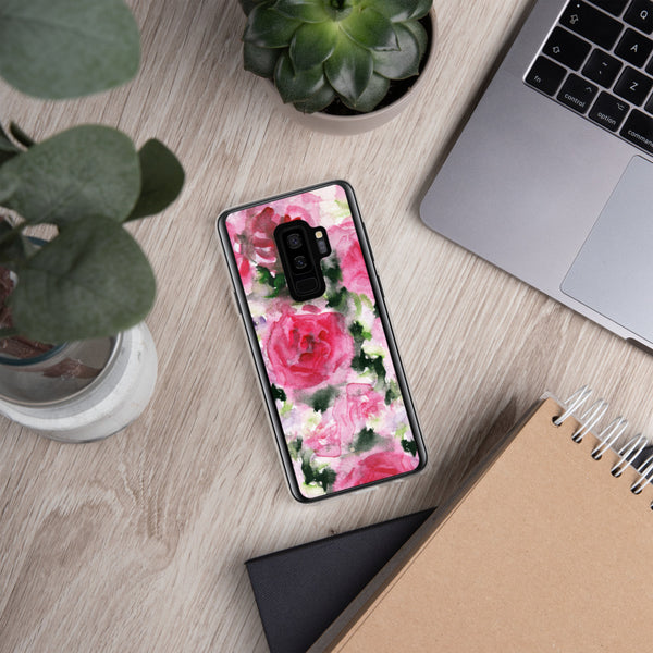 Pink Rose Floral Print Samsung Case, Flower BPA Free Phone Case-Printed in USA/EU-Heidi Kimura Art LLC-Heidi Kimura Art LLC