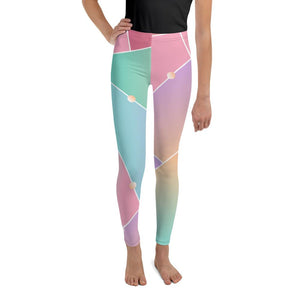 Pink Blue Pastel Ombre Print Soft Youth Leggings Compression Tights- Made in USA/EU-Youth's Leggings-8-Heidi Kimura Art LLC