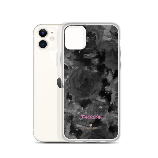 Personalized Black Floral iPhone Case, Abstract Watercolor Phone Case- Printed in USA/EU-Heidi Kimura Art LLC-Heidi Kimura Art LLC