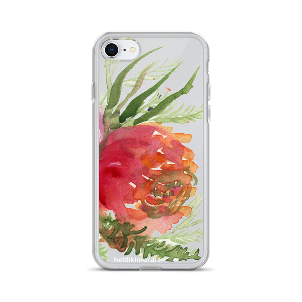 Orange Red Rose Floral Print, iPhone X | XS | XR | XS Max | 8 | 8+ | 7| 7+ |6/6S | 6+/6S+ Case- Made in USA-Phone Cases-iPhone 7/8-Heidi Kimura Art LLC