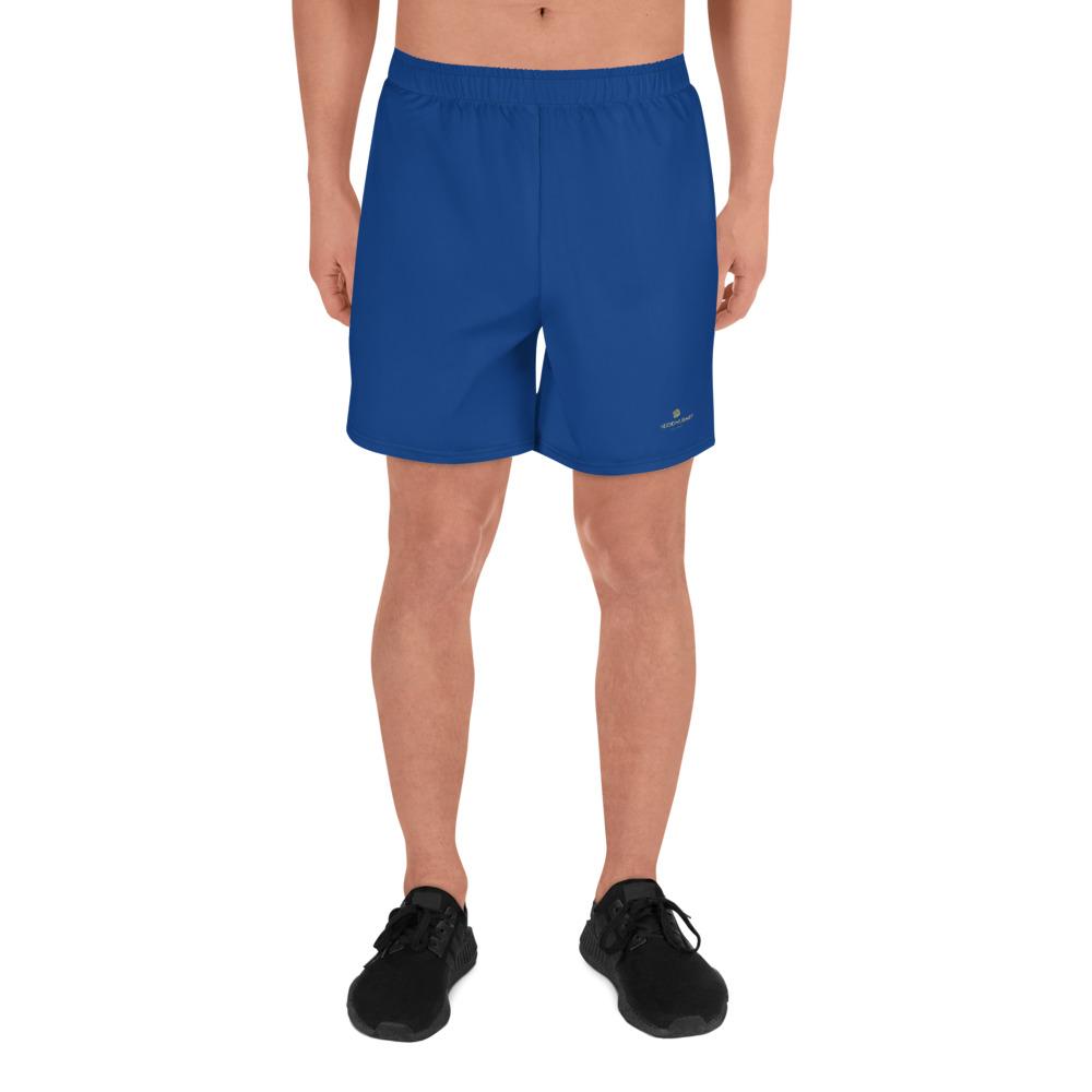 Navy Blue Solid Color Print Premium Men's Athletic Long Shorts - Made in Europe-Men's Long Shorts-XS-Heidi Kimura Art LLC