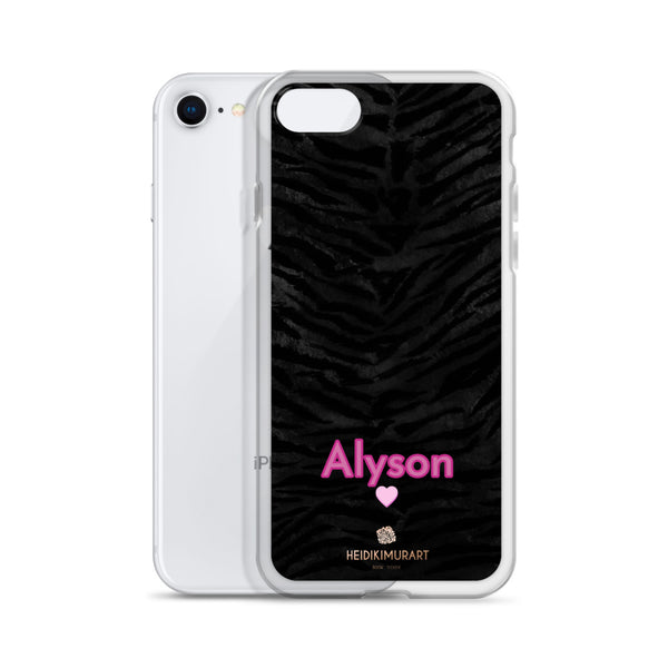 Personalized Tiger Stripe iPhone Case, Black Animal Print Phone Case-Heidi Kimura Art LLC-Heidi Kimura Art LLC