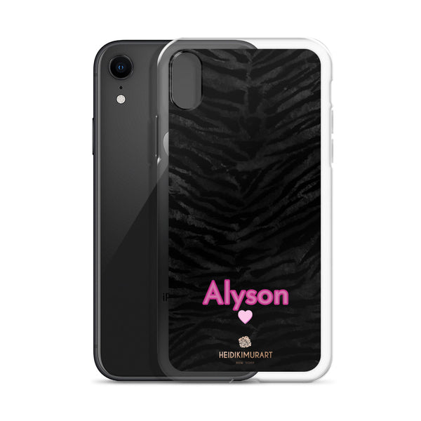 Personalized Tiger Stripe iPhone Case, Black Animal Print Phone Case-Heidi Kimura Art LLC-Heidi Kimura Art LLC