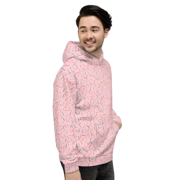 Light Pink Birthday Sprinkle Print Men's Unisex Hoodie Sweatshirt Pullover- Made in EU-Men's Hoodie-Heidi Kimura Art LLC