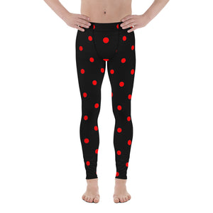 Ladybug Beetle Black Red Polka Dots Print Men's Leggings Meggings -Made in USA/EU-Men's Leggings-XS-Heidi Kimura Art LLC
