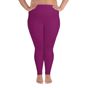 Purple Solid Color Print Women's Plus Size Comfy Tights Best Leggings- Made in USA/EU-Women's Plus Size Leggings-2XL-Heidi Kimura Art LLC