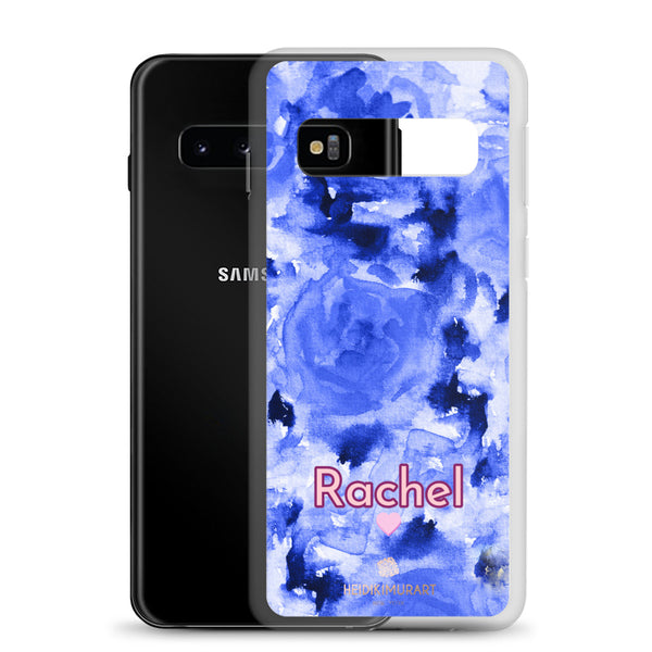 Personalized Blue Floral Samsung Case, Rose Flower Print Phone Case-Heidi Kimura Art LLC-Heidi Kimura Art LLC
