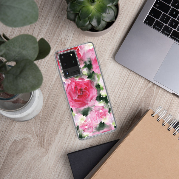 Pink Rose Floral Print Samsung Case, Flower BPA Free Phone Case-Printed in USA/EU-Heidi Kimura Art LLC-Heidi Kimura Art LLC