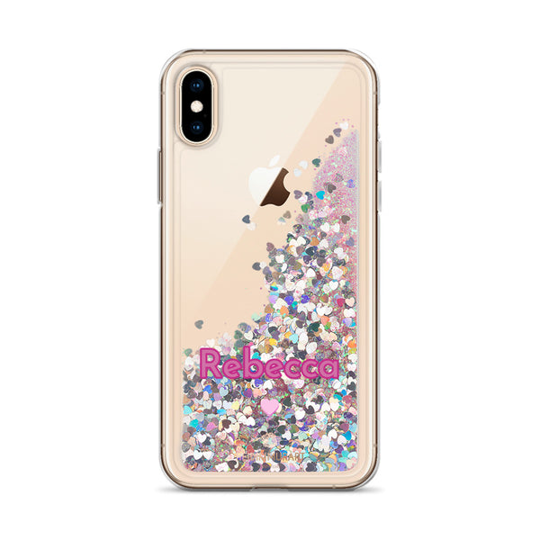 Custom Name Sparkle iPhone Case, Liquid Glitter Phone Case-Heidi Kimura Art LLC-Pink-iPhone X/XS-Heidi Kimura Art LLC