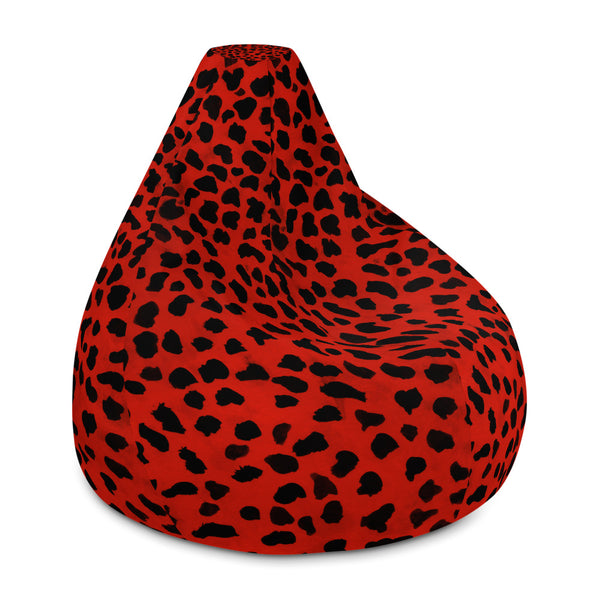 Scarlet Red Leopard Animal Print Water Resistant Polyester Bean Sofa Bag- Made in EU-Bean Bag-Heidi Kimura Art LLC