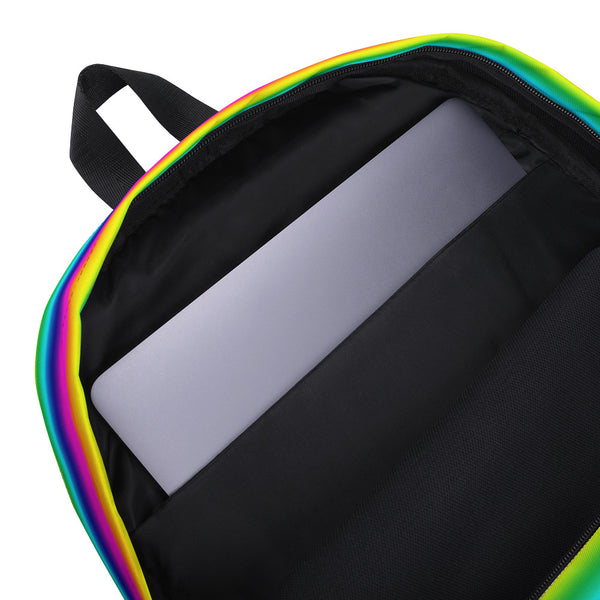 Simple Rainbow Stripe Print Designer Backpack Travel Bag For School/Work- Made in USA/EU-Backpack-Heidi Kimura Art LLC