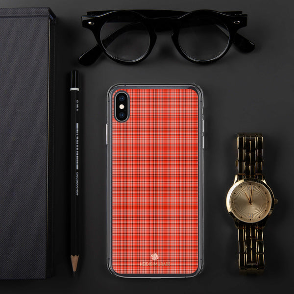 Red Plaid Print iPhone Case, Tartan Print Phone Case-Printed in USA/EU-Heidi Kimura Art LLC-iPhone XS Max-Heidi Kimura Art LLC