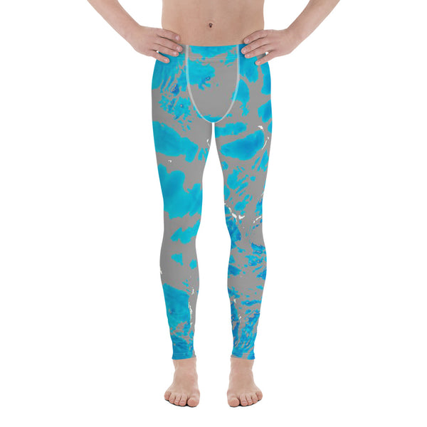 Designer Aqua Blue Water Texture Men's Leggings Yoga Pants-Made in USA/EU (US Size: XS-3XL)-Men's Leggings-XS-Heidi Kimura Art LLC