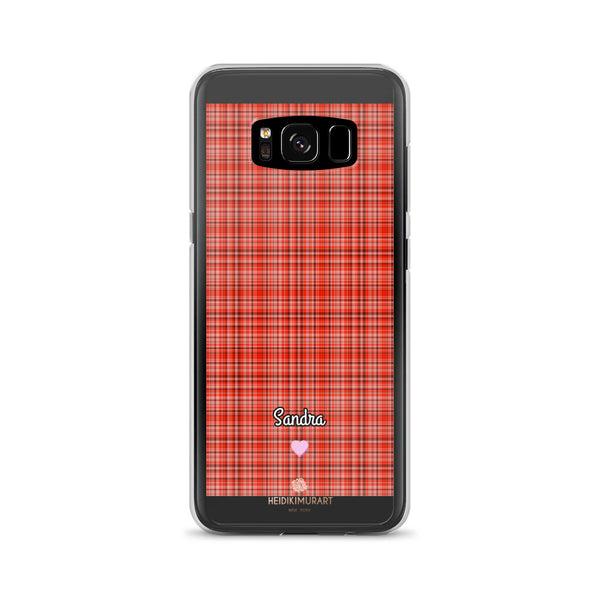 Personalized Red Plaid Samsung Case, Custom Name Tartan Print Phone Case-Heidi Kimura Art LLC-Samsung Galaxy S8-Heidi Kimura Art LLC