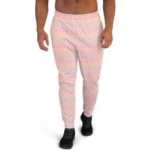 Light Pink Polka Dots Rainbow Print Premium Men's Joggers-Made in EU-Men's Joggers-XS-Heidi Kimura Art LLC