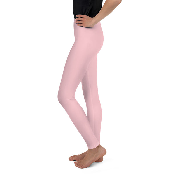 Light Ballet Pink Premium Youth Leggings Sports Gym Pants Tights - Made in USA/EU-Youth's Leggings-Heidi Kimura Art LLC