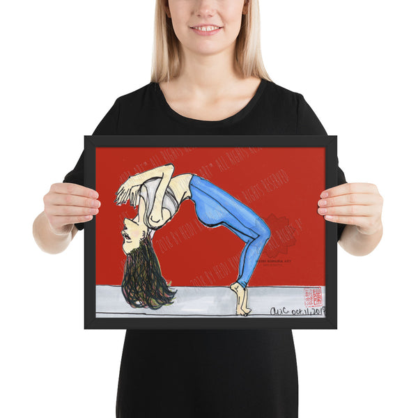 Backbend Brunette Yogini Yoga Pose Art Framed Matte Paper Poster - Made in USA-Art Print-12×16-Heidi Kimura Art LLC
