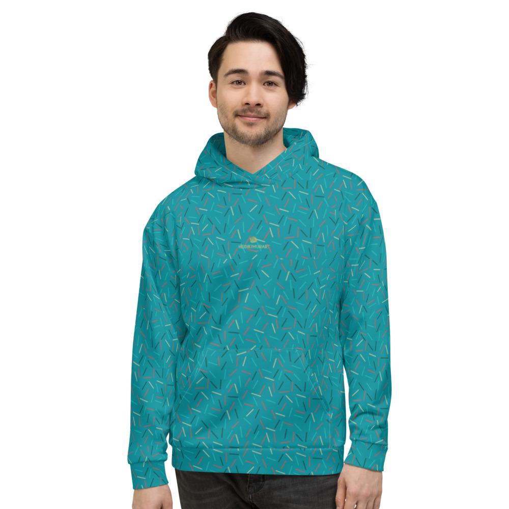 Teal Blue Birthday Sprinkle Print Men's Unisex Hoodie Sweatshirt Pullover- Made in EU-Men's Hoodie-XS-Heidi Kimura Art LLC