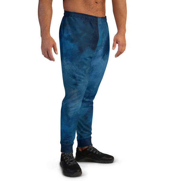 Blue Sky Clouds Abstract Print Premium Men's Joggers Casual Sweatpants- Made in EU-Men's Joggers-Heidi Kimura Art LLC