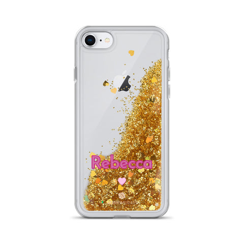 Custom Name Sparkle iPhone Case, Liquid Glitter Phone Case-Heidi Kimura Art LLC-Gold-iPhone 7/8-Heidi Kimura Art LLC