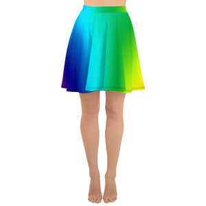 Vibrant Designer Colorful Rainbow Ombre Print Women's Skater Skirt- Made in USA/EU-Skater Skirt-XS-Heidi Kimura Art LLC