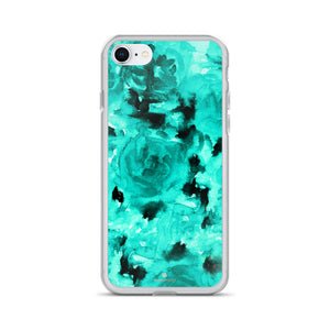 Teal Blue Rose Floral, iPhone X | XS | XR | XS Max | 8 | 8+ | 7| 7+ |6/6S | 6+/6S+ Case- Made in USA-Phone Case-iPhone 7/8-Heidi Kimura Art LLC