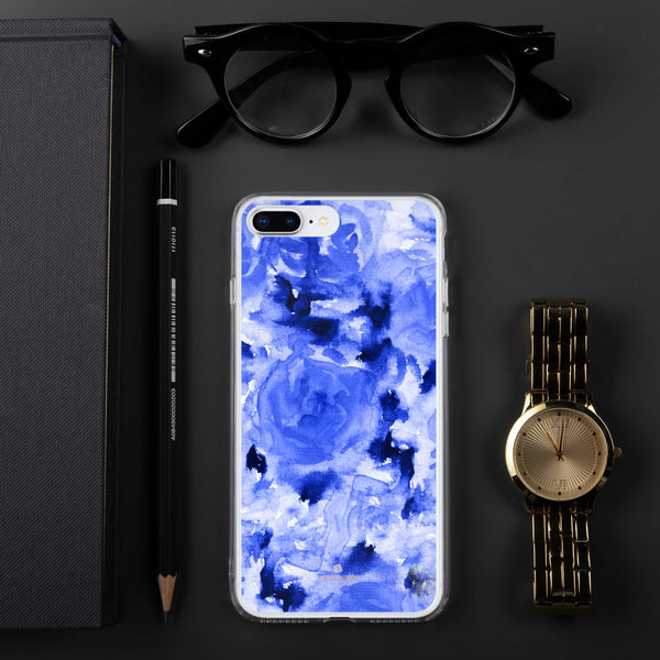 Blue Floral Print iPhone Case, Rose Flower Phone Case-Printed in USA/EU-Heidi Kimura Art LLC-iPhone 7 Plus/8 Plus-Heidi Kimura Art LLC