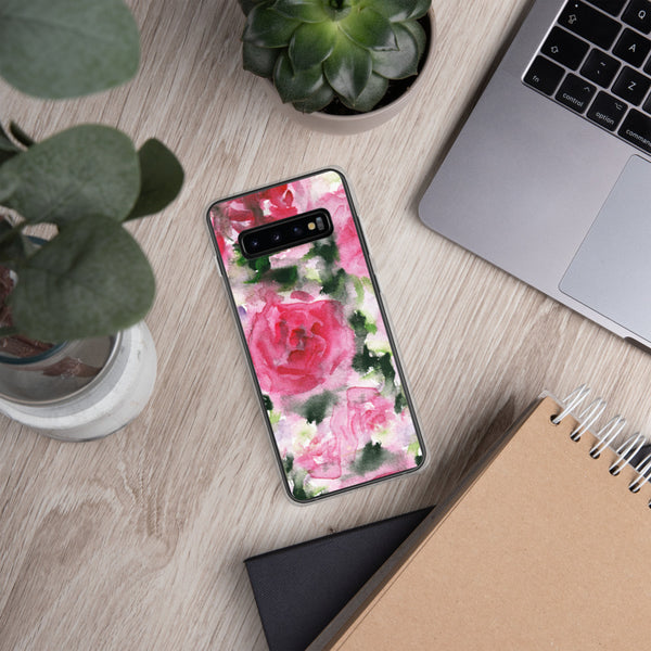 Pink Rose Floral Print Samsung Case, Flower BPA Free Phone Case-Printed in USA/EU-Heidi Kimura Art LLC-Heidi Kimura Art LLC