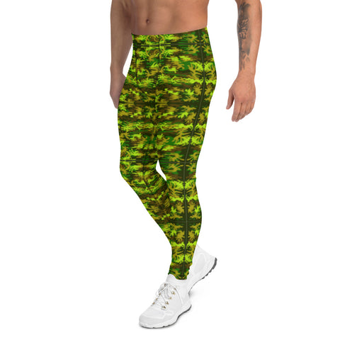 Green Camo Men's Leggings-Heidikimurart Limited -Heidi Kimura Art LLC Green Camo Print Meggings, Camouflage Military Green Army Print Men's Yoga Pants Running Leggings & Fetish Tights/ Rave Party Costume Meggings, Compression Pants- Made in USA/ Europe/ MX (US Size: XS-3XL)