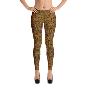 Brown Cheetah Yoga Leggings, Women's Fancy Dressy Fashion Tights-Made in USA/EU-Heidi Kimura Art LLC-XS-Heidi Kimura Art LLC