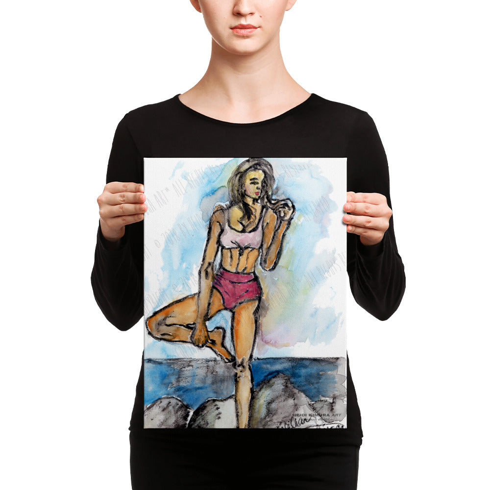 Yogini Yoga Tree Pose by the Sea Canvas Art Print - Made in USA-Art Print-Heidi Kimura Art LLC