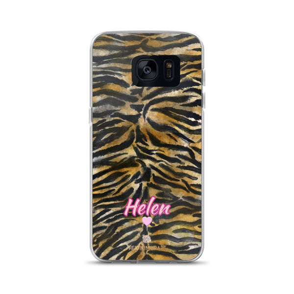 Custom Name Tiger Stripe Samsung Case, Animal Print Phone Case-Heidi Kimura Art LLC-Samsung Galaxy S7-Heidi Kimura Art LLC