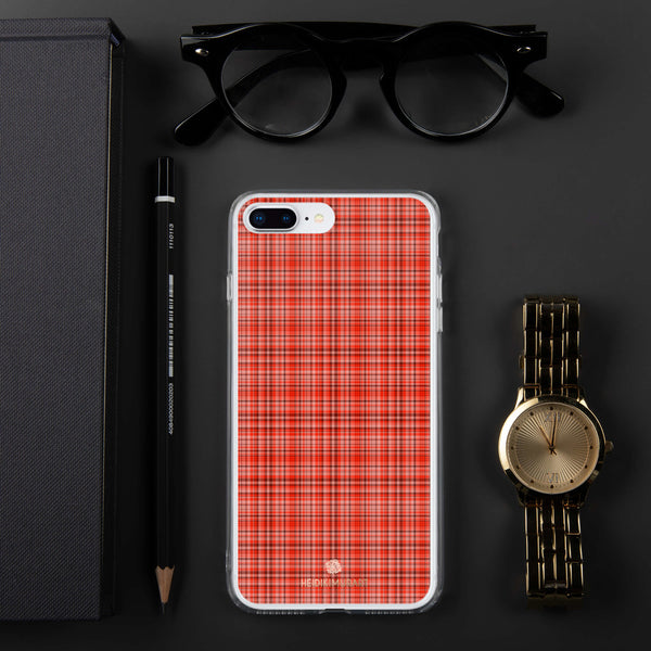 Red Plaid Print iPhone Case, Tartan Print Phone Case-Printed in USA/EU-Heidi Kimura Art LLC-iPhone 7 Plus/8 Plus-Heidi Kimura Art LLC